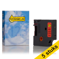Aanbieding: 5x Dymo S0720570 / 45017 tape zwart op rood 12 mm (123inkt huismerk) S0720570C 650581