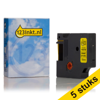 Aanbieding: 5x Dymo S0720580 / 45018 tape zwart op geel 12 mm (123inkt huismerk)  650542