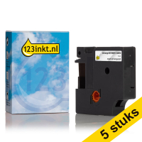 Aanbieding: 5x Dymo S0720670 / 40910 tape zwart op transparant 9 mm (123inkt huismerk)