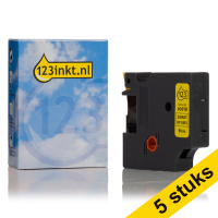 Aanbieding: 5x Dymo S0720730 / 40918 tape zwart op geel 9 mm (123inkt huismerk) S0720730C 650576