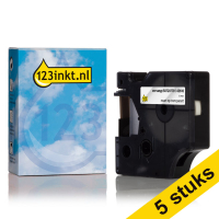 Aanbieding: 5x Dymo S0720770 / 43610 tape zwart op transparant 6 mm (123inkt huismerk)