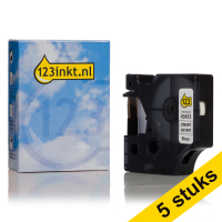 Aanbieding: 5x Dymo S0720780 / 43613 tape zwart op wit 6 mm (123inkt huismerk) S0720780C 650533