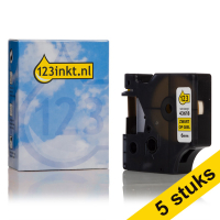 Aanbieding: 5x Dymo S0720790 / 43618 tape zwart op geel 6 mm (123inkt huismerk) S0720790C 650598
