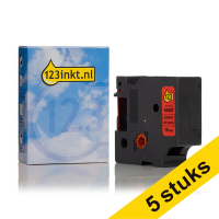 Aanbieding: 5x Dymo S0720870 / 45807 tape zwart op rood 19 mm (123inkt huismerk)