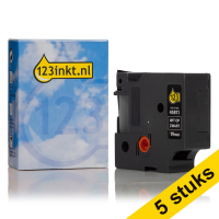 Aanbieding: 5x Dymo S0720910 / 45811 tape wit op zwart 19 mm (123inkt huismerk) S0720910C 650610