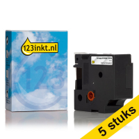 Aanbieding: 5x Dymo S0720920 / 53710 tape zwart op transparant 24 mm (123inkt huismerk) S0720920C 650601