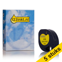 Aanbieding: 5x Dymo S0721620 / 91202 plastic tape geel 12 mm (123inkt huismerk) S0721620C 650534
