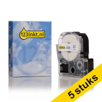 Aanbieding: 5x Epson LK-4WBN standard tape zwart op wit 12 mm (123inkt huismerk) 650873