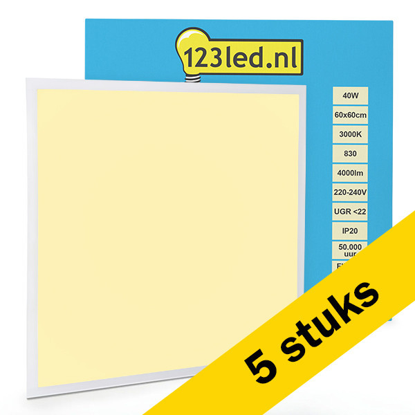 Aanbieding: 5x Led paneel 60x60 cm | 3000K | Warm Wit | 4000 lumen | 40W  LDR08653 - 1