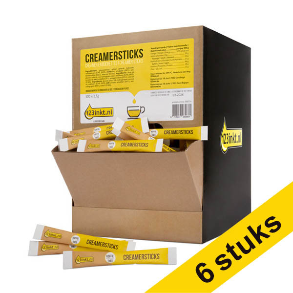 Aanbieding: 6x 123inkt creamersticks (500 stuks)  200253 - 1