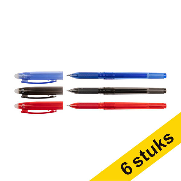 Aanbieding: 6x 123inkt uitwisbare balpen (blauw, zwart en rood) 302741 - 1