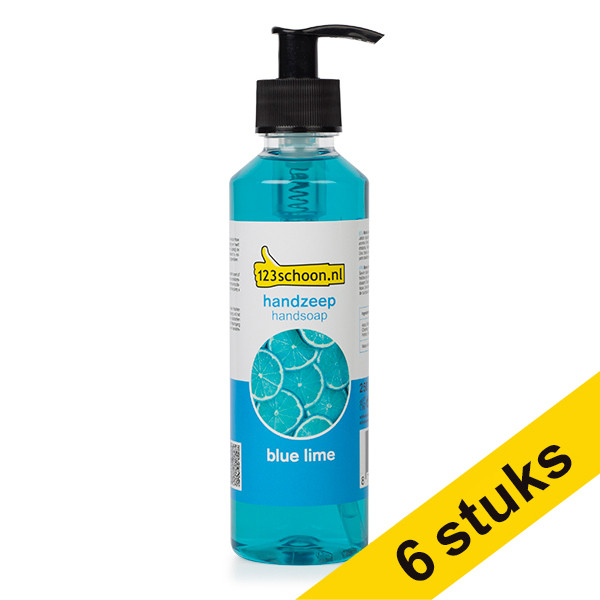 Aanbieding: 6x 123schoon Eco Blue Lime handzeep (250 ml) SDR06205 - 1