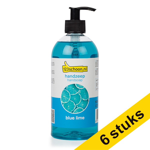 Aanbieding: 6x 123schoon Eco Blue Lime handzeep (500 ml) SDR06207 - 1