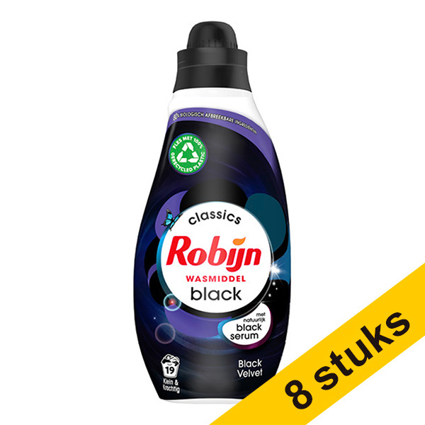 Aanbieding: 8x Robijn Klein & Krachtig Black Velvet wasmiddel vloeibaar 665 ml (19 wasbeurten)  SRO00198 - 1