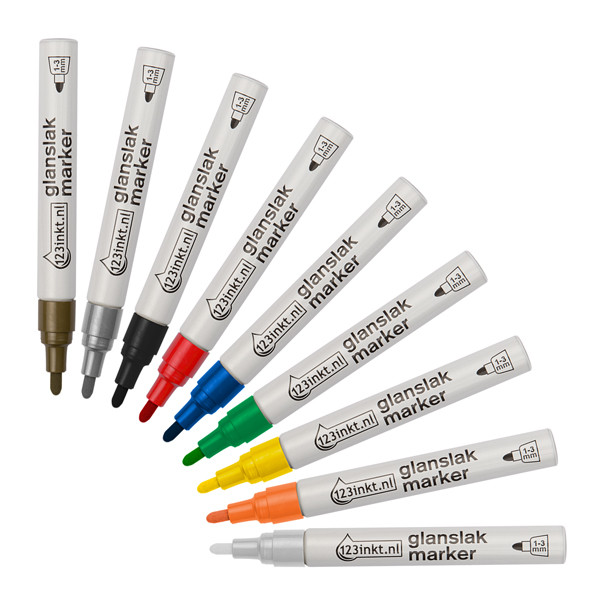 Aanbieding: 9 x 123inkt glanslakmarker (9 kleuren)  301121 - 1