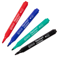 Aanbieding: Set 123inkt flipchart markers zwart/rood/blauw/groen (1 - 3 mm rond)  390565