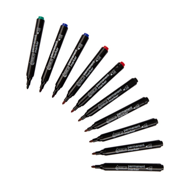 Aanbieding: Set 123inkt permanent markers zwart/rood/blauw/groen (10 stuks)  390660 - 1