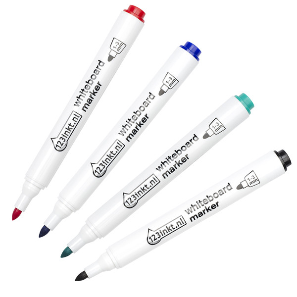Aanbieding: Set 123inkt whiteboard markers zwart/rood/blauw/groen (2,5 mm rond) 351WP4-1C 351WP4C 351WP6C 300044 - 1