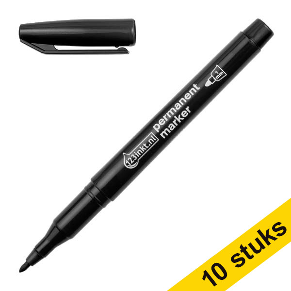 Westcott Permanente Marker 10 stuks Rood | Voordeelverpakking waterdichte markeerstiften | 1,5-3,0 mm bullet tip | lichtecht, sneldrogend, veegbestendig | E-713006 00