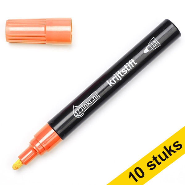 Aanbieding 10x: 123inkt krijtstift oranje  301109 - 1