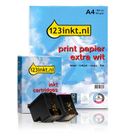 Aanbieding 123inkt huismerk vervangt HP 302XL multipack zwart en kleur + pak papier 160870