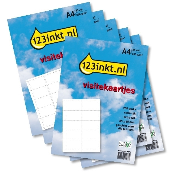 Aanbieding Visitekaartjes 5 sets + GRATIS (totaal 1500 kaartjes) 123inkt.nl