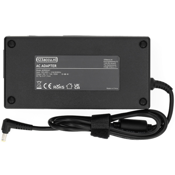 Acer adapter (19 V, 7.9 A, 150 W, 123accu huismerk) 25.T3YM3.001 25.T3YM3.002 25.T3ZM3.002 25.TJ5M3.001 25.TJ5M3.002 ADR00247 - 2