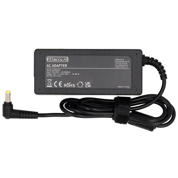 Acer adapter 5.5 x 1.7 mm (19V, 3.42 A, 65 W, 123accu huismerk) ADP-65DB ADP-65JH ADP-65VH AP.06501.001 AP.0650A.001 ADR00221 - 2