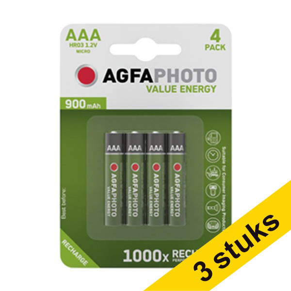 Aanbieding: 3x Agfaphoto oplaadbare Micro AAA batterij 4 stuks AAG00105 - 1