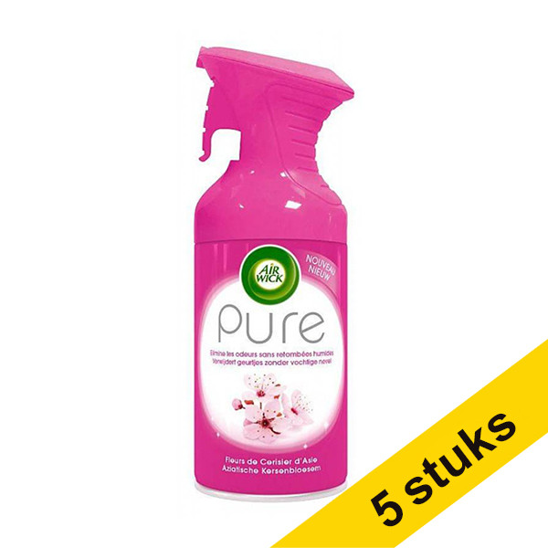Air Wick Aanbieding: 5x Air Wick Aerosol Pure Aziatische kersenbloesem luchtverfrisser (250 ml)  SAI01035 - 1