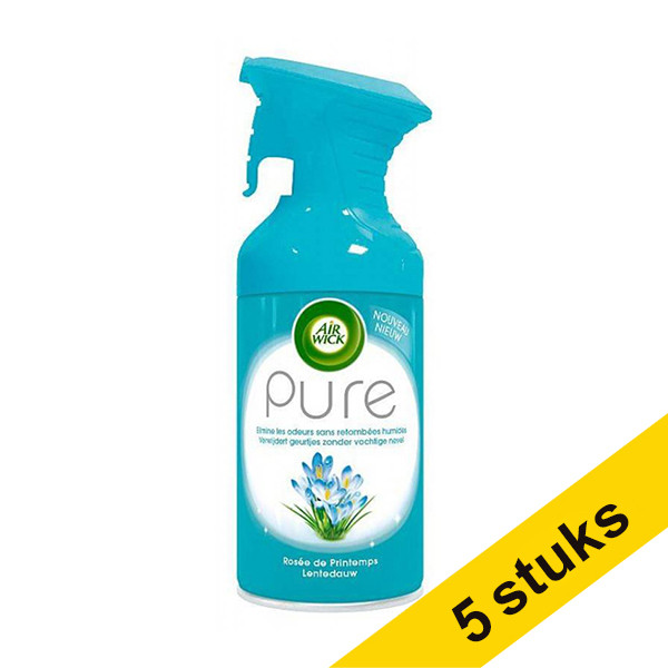 Air Wick Aanbieding: 5x Air Wick Aerosol Pure Lentedauw luchtverfrisser (250 ml)  SAI01034 - 1