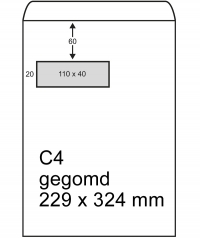 Akte Envelop Wit 229 X 324 Mm C4 Venster Links Gegomd 250 Stuks