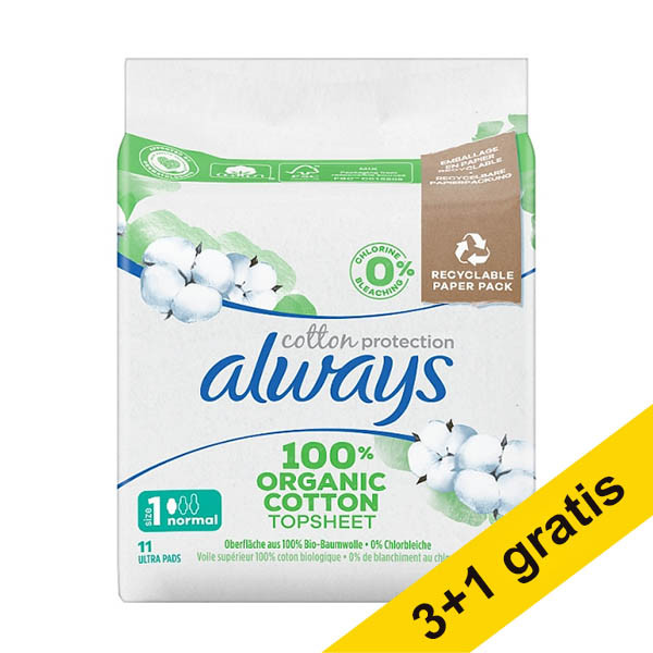 Aanbieding: 4x Always Cotton Protection maandverband size 1 normal (11 stuks) SAL01175 - 1