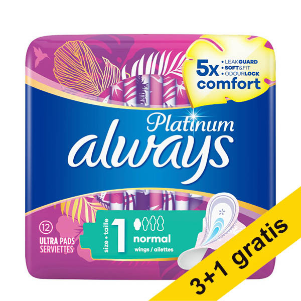 Aanbieding: 4x Always Platinum maandverband size 1 normal (11 stuks) SAL01173 - 1