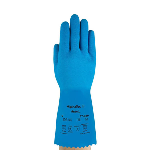 Ansell AlphaTec 87-029 natuurrubberen handschoen blauw maat 9/L (12 paar) 18602509 SSA07000 - 1
