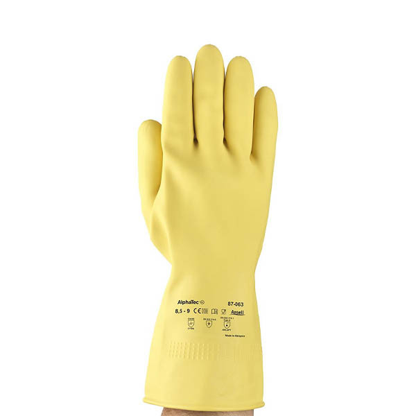 Ansell AlphaTec 87-063 natuurrubberen handschoen geel maat 8/M (12 paar) 18609008 SSA07008 - 1