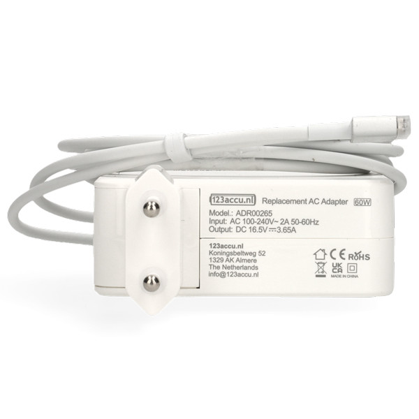 Apple Magsafe 2 Power Adapter 60W (123accu huismerk) 661-02970 A1435 MD565 MD565LL/A MD565Z/A ADR00265 - 2