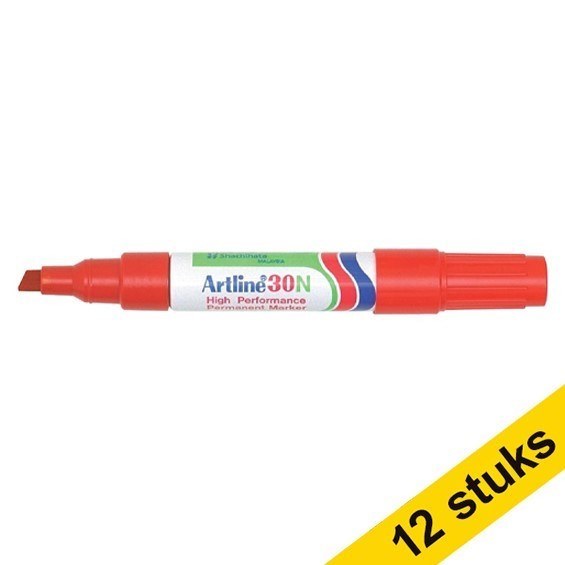 Aanbieding: 12x Artline 30 permanent marker rood (2 - 5 mm beitel) 238910 - 1
