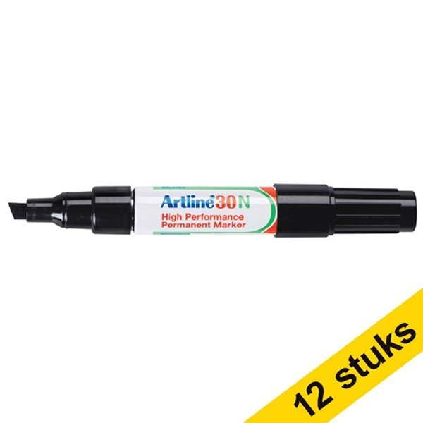 Aanbieding: 12x Artline 30 permanent marker zwart (2 - 5 mm beitel) 238909 - 1