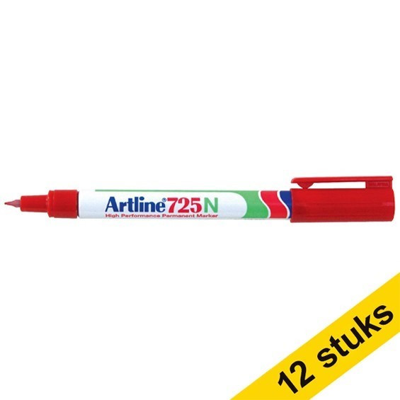 Aanbieding: 12x Artline 725 permanent marker rood (0,4 mm rond) 238916 - 1