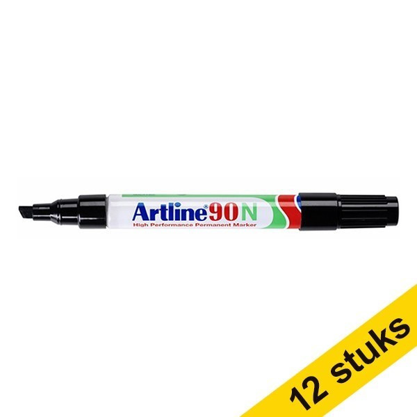 Aanbieding: 12x Artline 90 permanent marker zwart (2 - 5 mm beitel) 360553 - 1