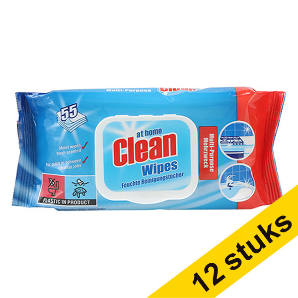 Aanbieding: 12x At Home Clean Multi-Cleaning schoonmaakdoekjes (55 stuks) SAT00045 - 1