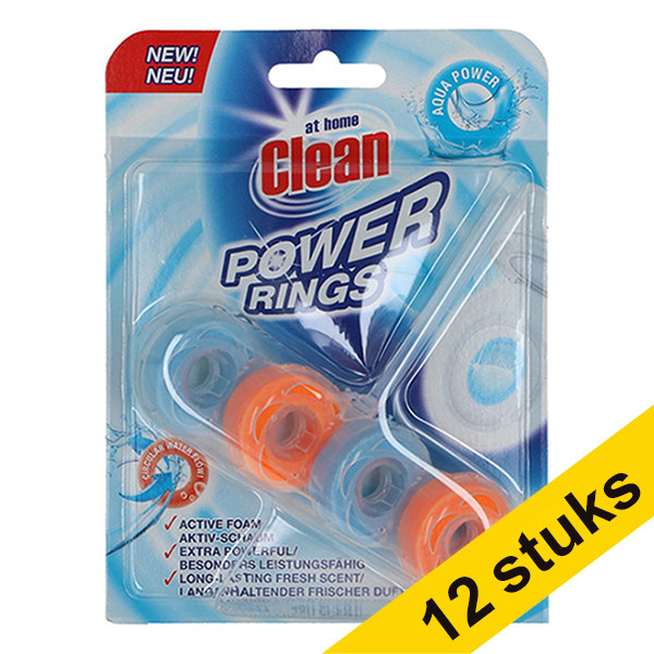 At Home Aanbieding: 12x At Home Clean toiletblok Power Rings Aqua Power (40 gram)  SAT00055 - 1