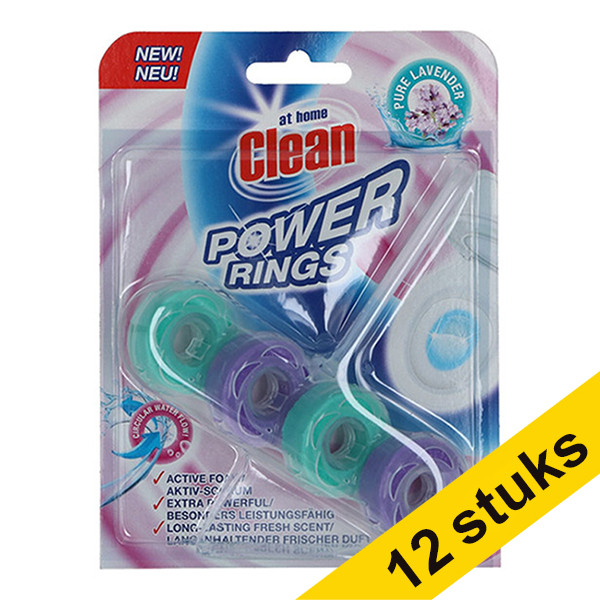 At Home Aanbieding: 12x At Home Clean toiletblok Power Rings Pure Lavender (40 gram)  SAT00061 - 1