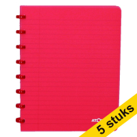 Aanbieding: 5 x Atoma Trendy gelinieerd schrift A5 transparant rood 72 vel