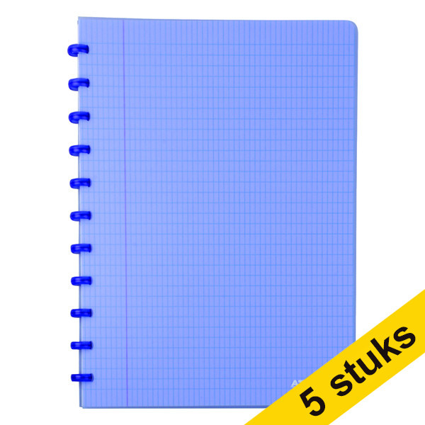 Aanbieding: 5 x Atoma Trendy geruit schrift A4 transparant blauw 72 vel (4 x 8 mm) 405318 - 1
