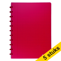 Aanbieding: 5 x Atoma Trendy geruit schrift A4 transparant rood 72 vel (4 x 8 mm)