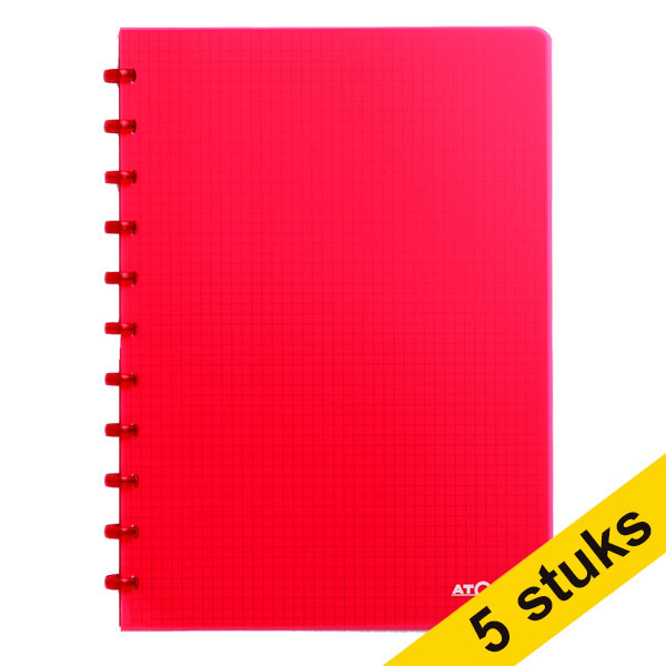Aanbieding: 5 x Atoma Trendy geruit schrift A4 transparant rood 72 vel (5 mm) 405315 - 1