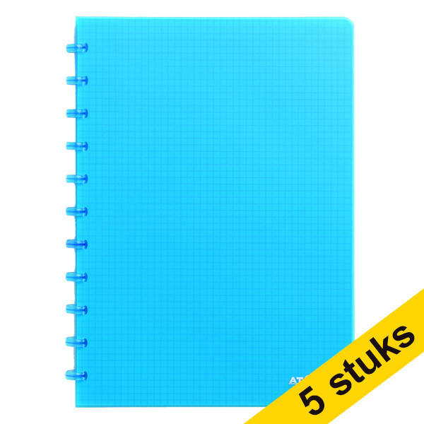 Aanbieding: 5 x Atoma Trendy geruit schrift A4 transparant turkoois 72 vel (5 mm) 405317 - 1