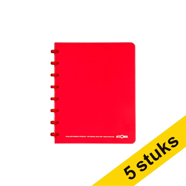 Aanbieding: 5 x Atoma Trendy geruit schrift A5 rood 72 vel (4 x 8 mm) 405305 - 1